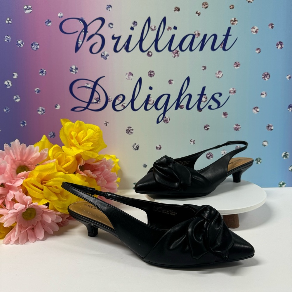 SUPER SALE XWIDE KITTEN HEEL SLINGBACKS